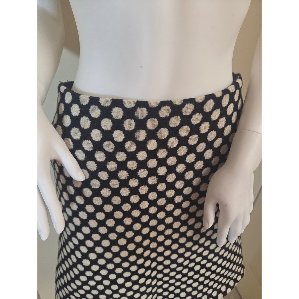 Boden Womens Wool Blend Polka Dot A-Line Skirt Navy Blue Cream US 4R Zip Back - Picture 4 of 12